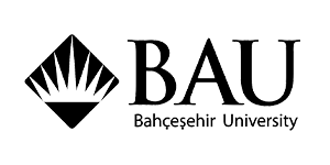 Bahçeşehir Üniversitesi logosu, 'bau' kısaltmasının üzerinde stilize baklava desenli, altında daha küçük harflerle üniversitenin tam adı yer alıyor.